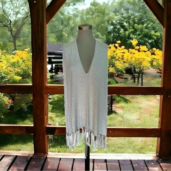 Womens PONCHO Michael Kors Light Gray Birdie Sweater Knit Cozy Wrap Poncho Cape - Picture 1 of 9